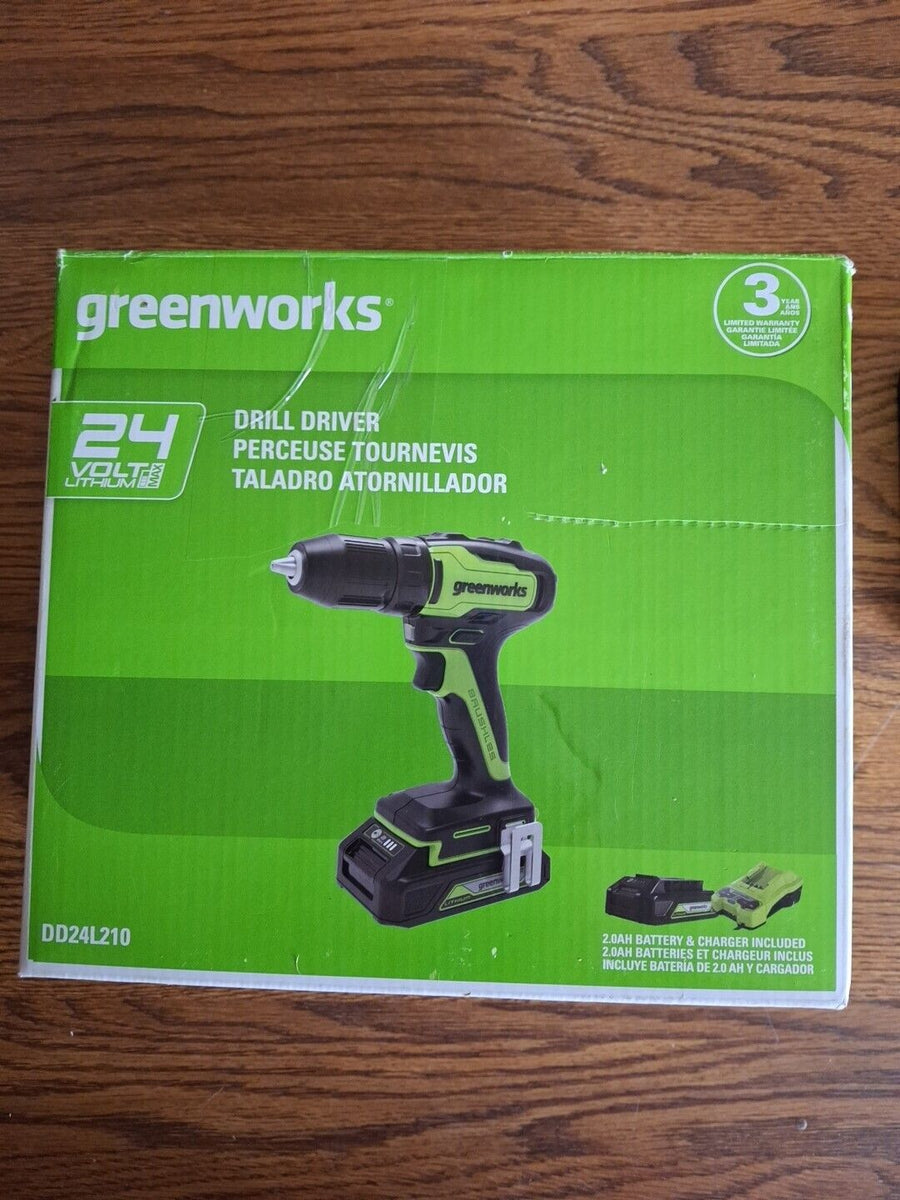 Greenworks 24V Brushless Drill / Driver, 2Ah USB Battery and Charger *110